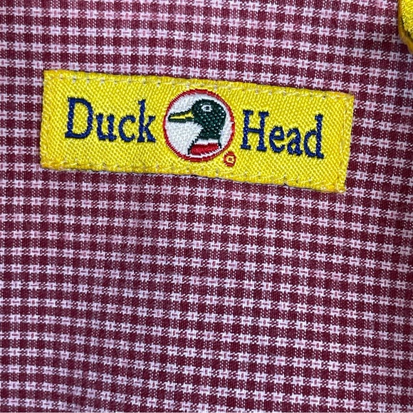Duck Head Short Sleeve Button Down Shirt Red White Front Pocket Men’s Size Small - Picture 11 of 12